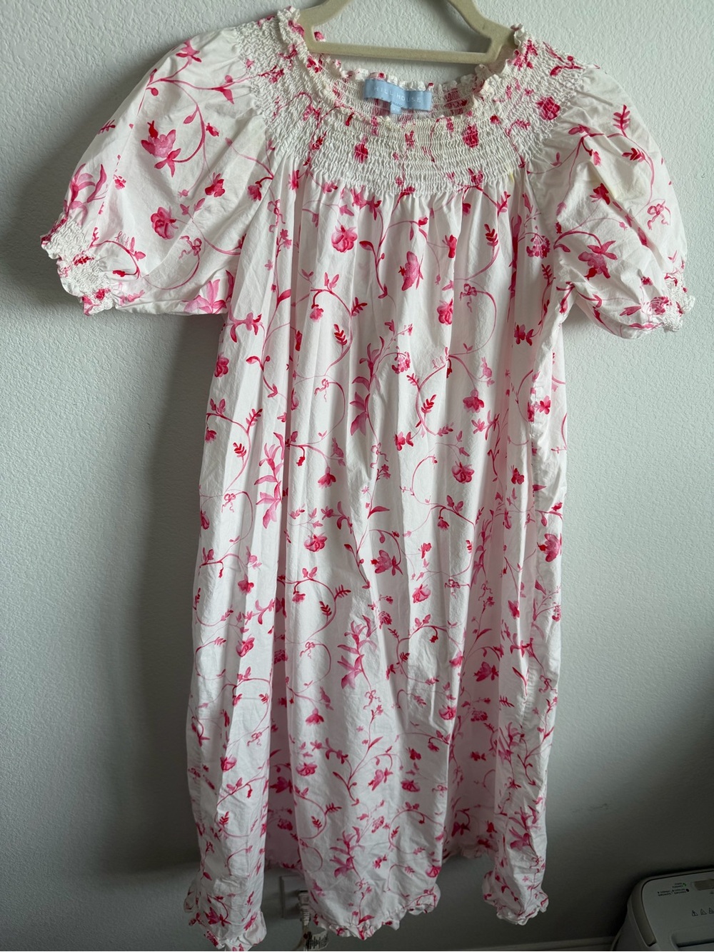 Hill House Cream Midi Dress with Pink Floral Print